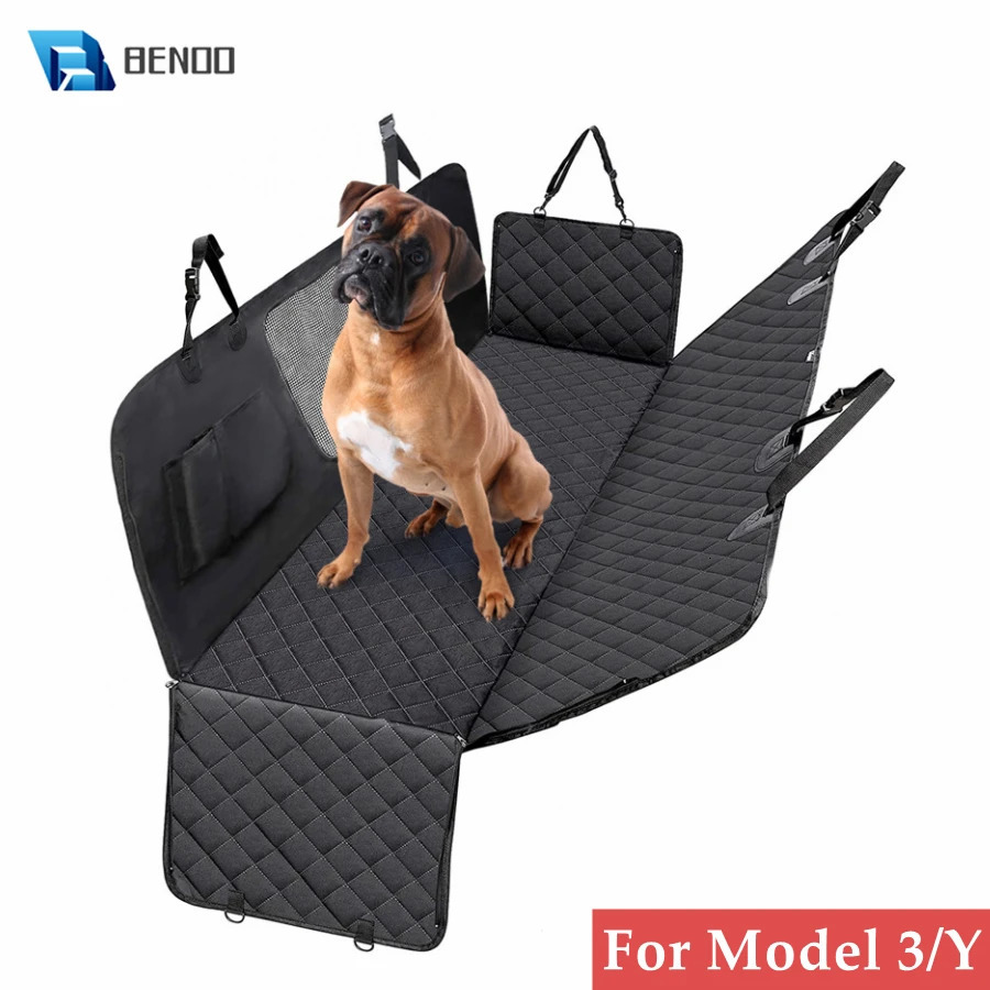 Suitable for Tesla Model 3 Model Y 20-24 dog seat cover waterproof scratch resistant pendant durable fat free pet seat cover with mesh window 250427