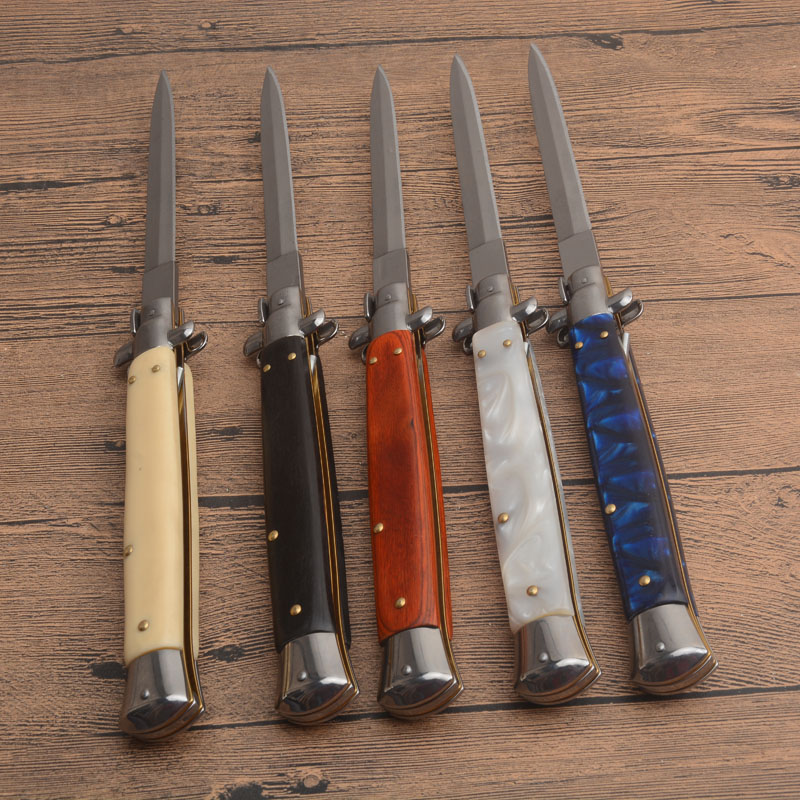 5Models 13'' Godfather Stiletto Folding Blade Knife 3.5 440c Steel Blade, Acrylic/Wood Handles
