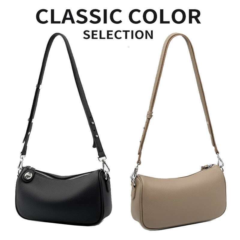 New Genuine Leather Women S Handbag Lady Fashion Versatile Single Shoulder Crossbody Girl Solid Color Casual Underarm Bags