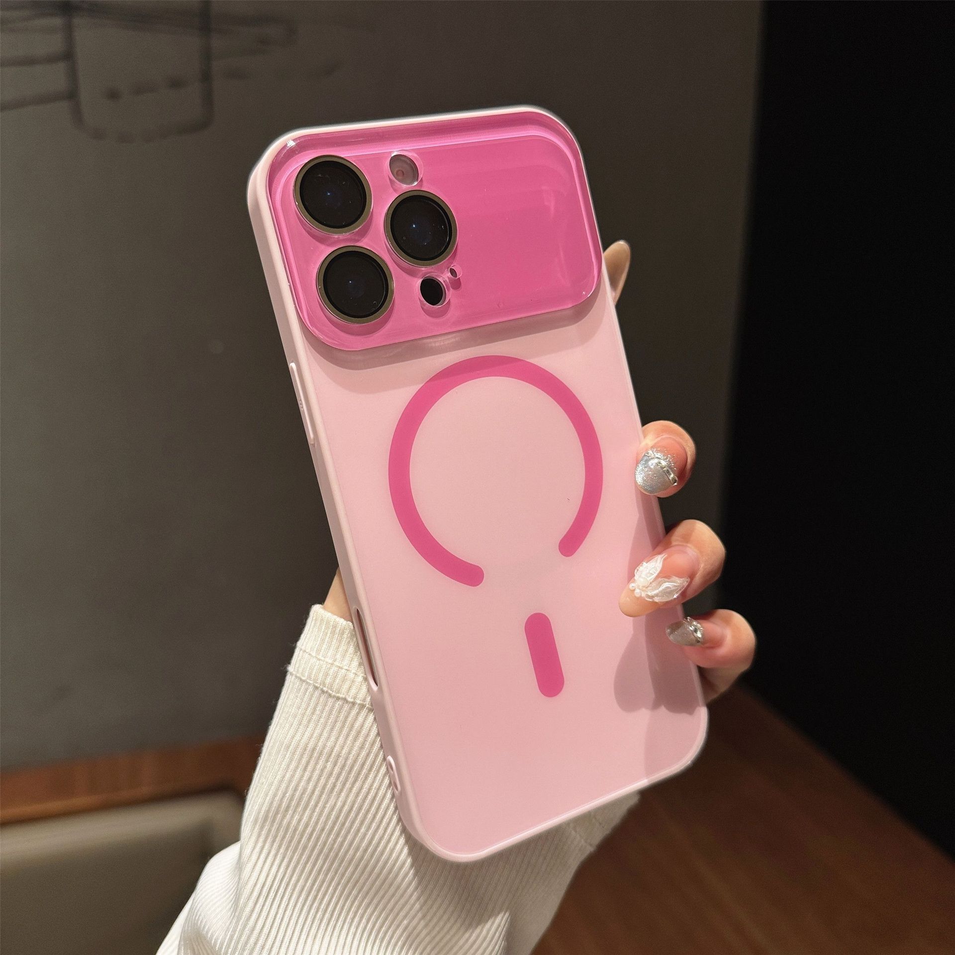Large Window Matte Skin Feel Magnetic Phone Case iPhone 17 Pro Max Compatible with Apple 16/15 Macaron Hard Case