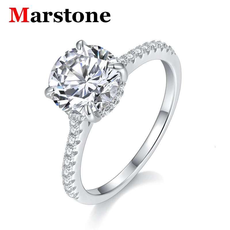 Moissanite Diamond Ladys D Color Ring 925 Sterling Silver Plated White Gold Party Marriage Wedding Ring for Women