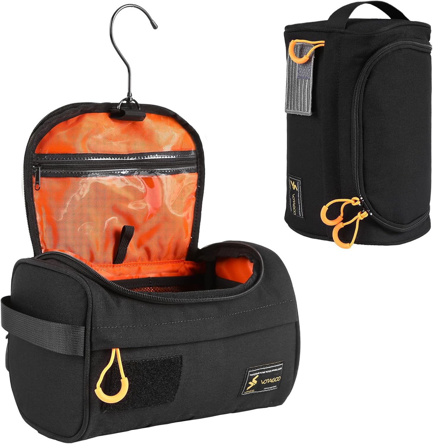 VOTAGOO Toiletry Bag for Men 500D Nylon Waterproof Tactical Shower Bag with Hanging Hook, Dry Wet Separation for Travel, Camping, Hunting, Outdoor Ess