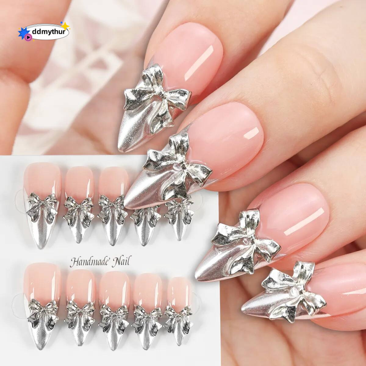 ddmythur Metallic Glossy Al Press-On Nails Kit - 2024 Collection ddmythur