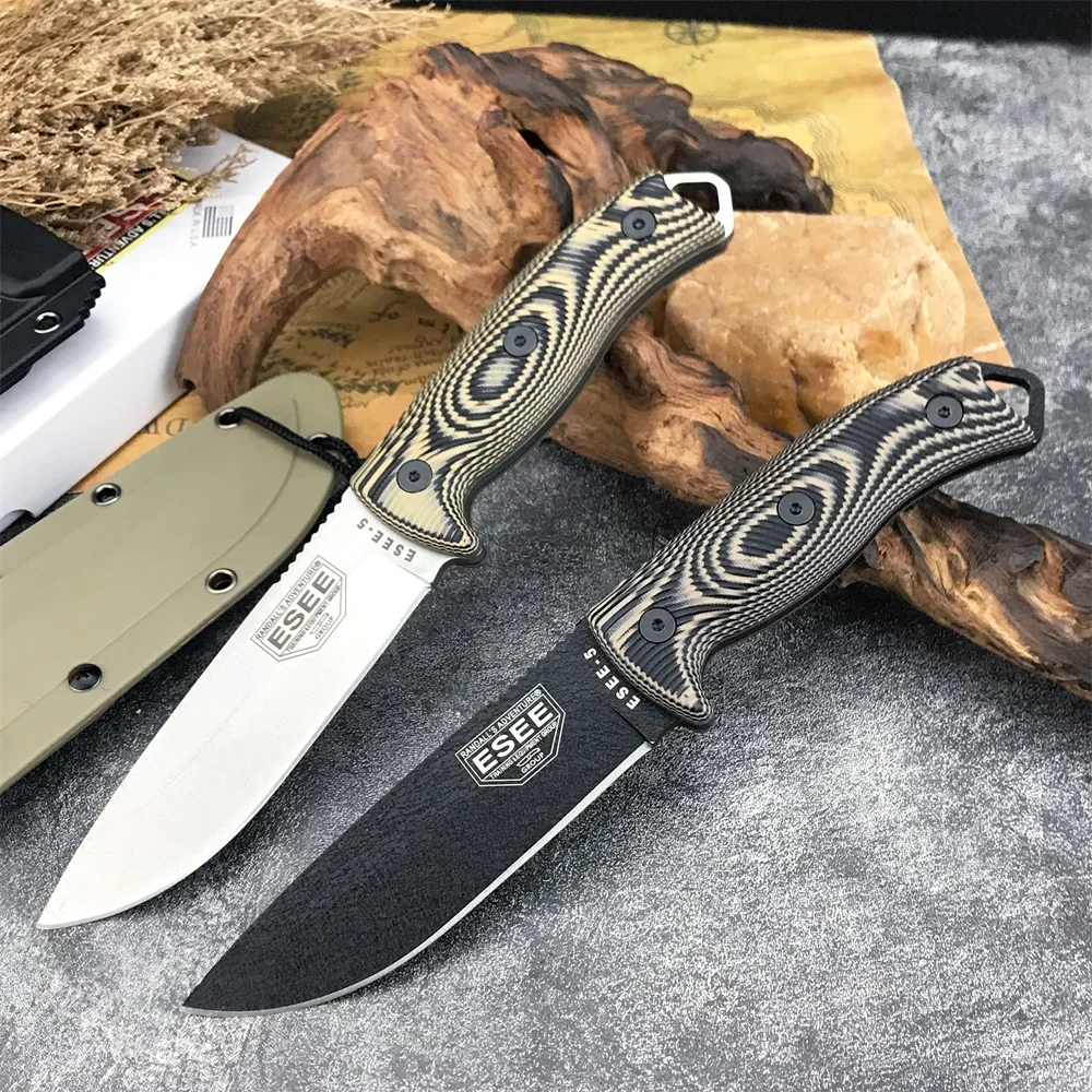 ESEE-5 Multitools Bushcraft Hunting Fixed Blade Knife D2 Steel G10 Handle Outdoor Camping Cutting Tools EDC Tactical Survival Combat Knives 3300 15600