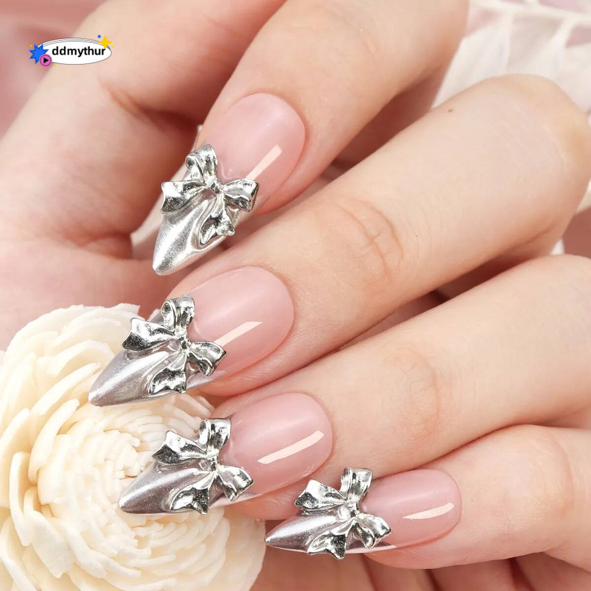 ddmythur Metallic Glossy Al Press-On Nails Kit - 2024 Collection ddmythur