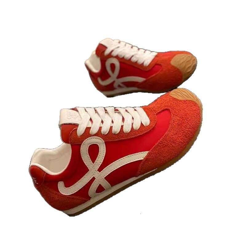 2025 new early spring shoes color blocked flat bottom German training shoes casual lace up fashionable versatile sports shoes