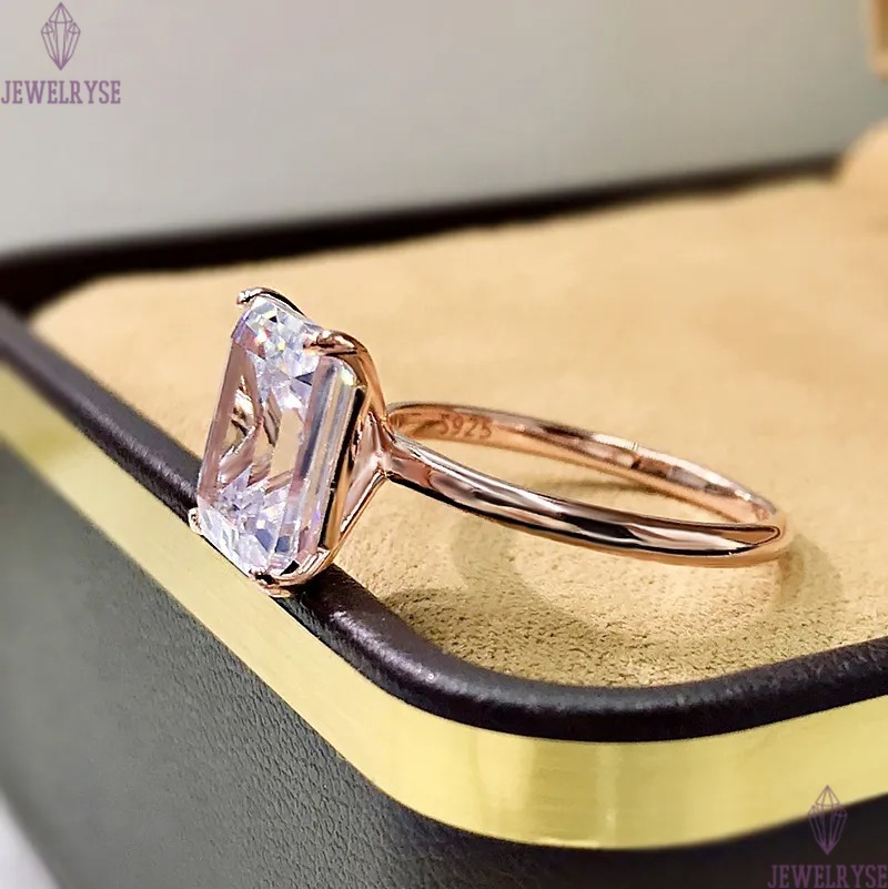 Choucong Brand Unique Wedding Rings Simple Fine Jewelry Pure 100% 925 Sterling Silver Emerald Cut Natural Moissanite Diamond Party Women Solitaire Rin