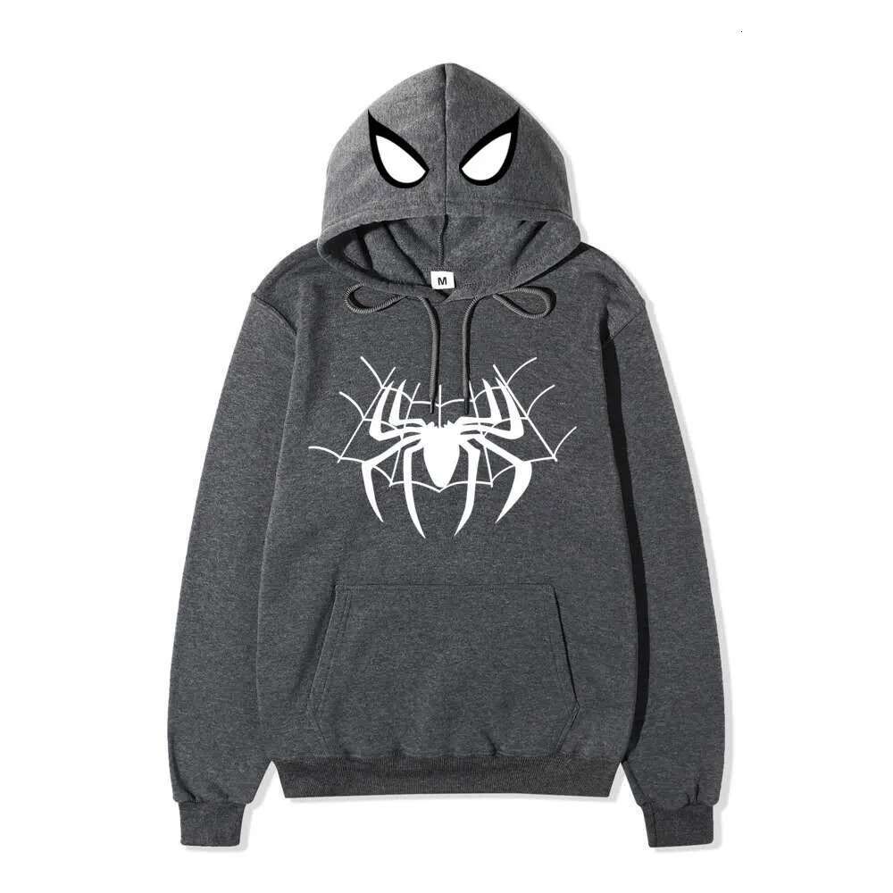 European American dark sportswear men's and women's hoodies Gothic couple Haruku spider print pullover casual top Y2K fashion clothing women