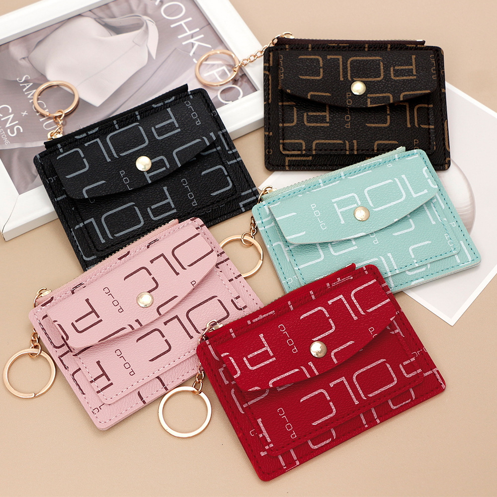 Designer Wallet Trendy Letter Printed Thin Portable Small Bag Wallet Coin Purse Keychain Holder Card Sleeve Luxury Wallet Key Pouch