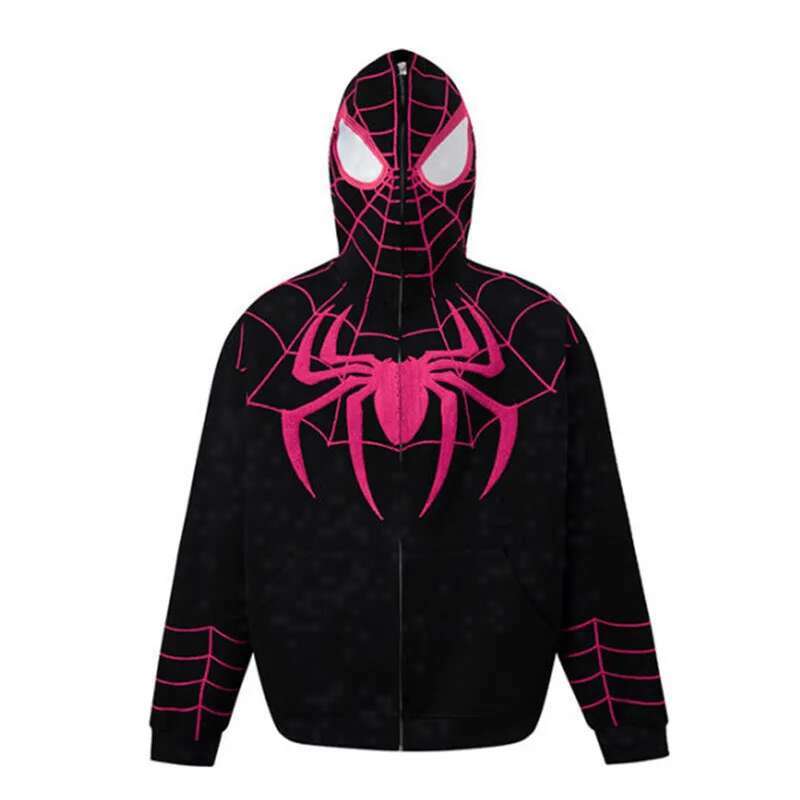 Y2k Emo Women Streetwear Hoodie Spider Web Red Zip Up Hoodies Grunge Oversized Sweatshirt Gothic Haruku Alt Jackets Clothes fashion clothing women