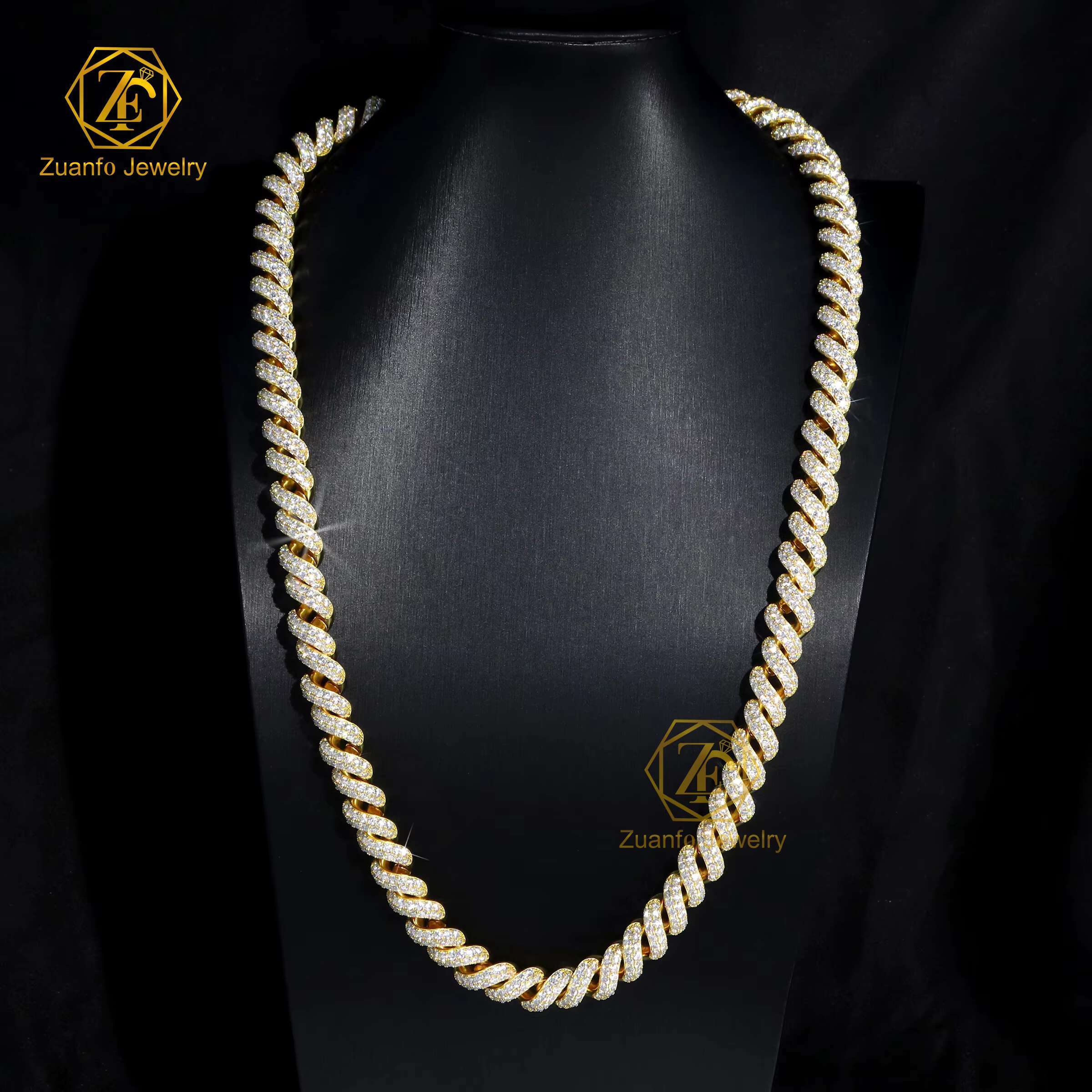 12mm 28inches Necklace 925 Sterling Silver Pass Diamond Tester Moissanite Hip Hop Cuban Link Chain