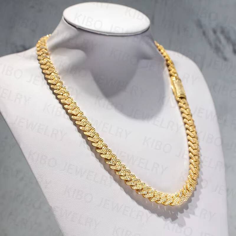 Fashion Silver 925 Moissanite Cuban 2024 Necklace Men Silver 12mm Cuban Link Chain Pass Diamond Tester VVS Cuban Chain