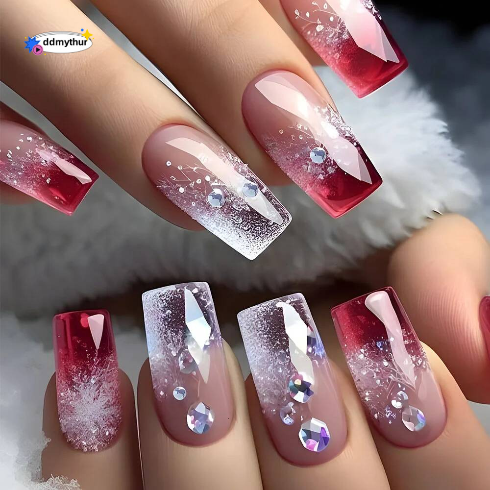 24pcs Mid-length French False Leopard Print Gradient Design Fake Nail Ballet Datachable Press on Nails Finished Manicure ddmythur