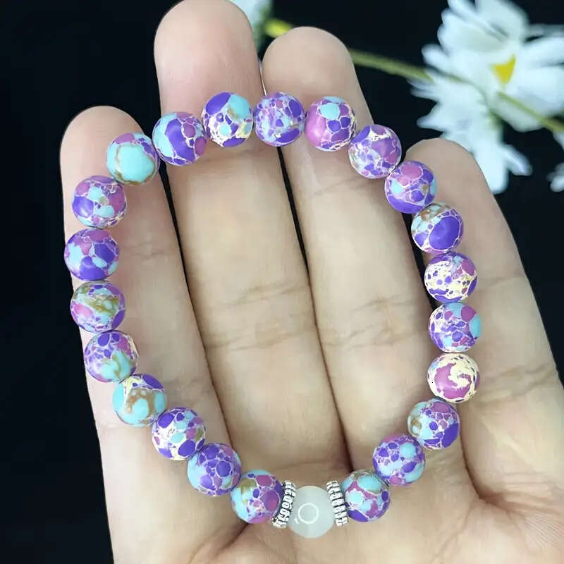 Temu Xiyin TK Purple Emperor Natural Moonlight Cat Eye Stone Bracelet