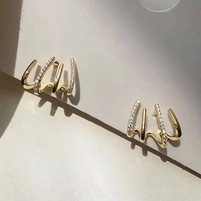 2023 New Fashion Exquisite Rhinestone Decor Ear Cuff Earring For Woman Arrival Christmas Gift Stud Women Earrings