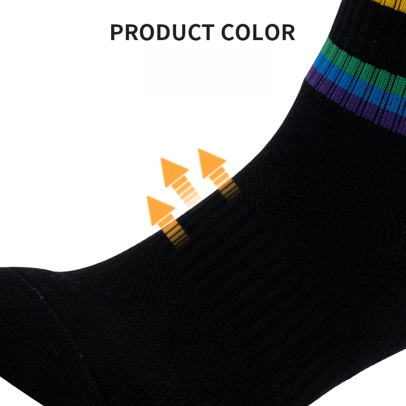 Summer anti slip and sweat absorbing combed cotton badminton thickened mid tube towel bottom socks, professional sports socks