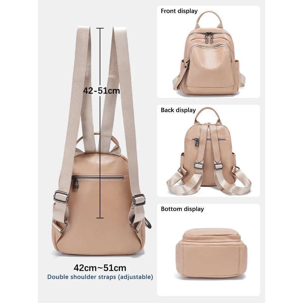 Zency 100% Genuine Leather Stylish Backpack Women Large Capacity Travel Rucksack New Knapsack For Ladies Satchel SchoolBag