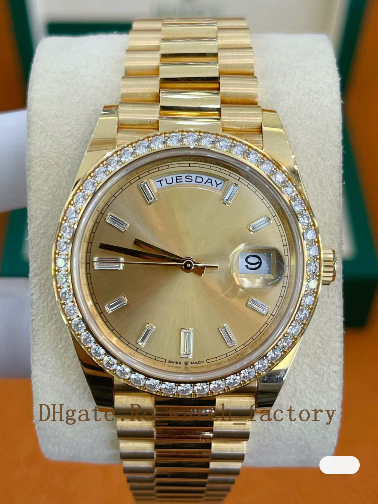 Luxurious Mens Automatic Mechanical Watch Sapphire dial ceramic bezel diamond watch 40mm Stainless Steel Band