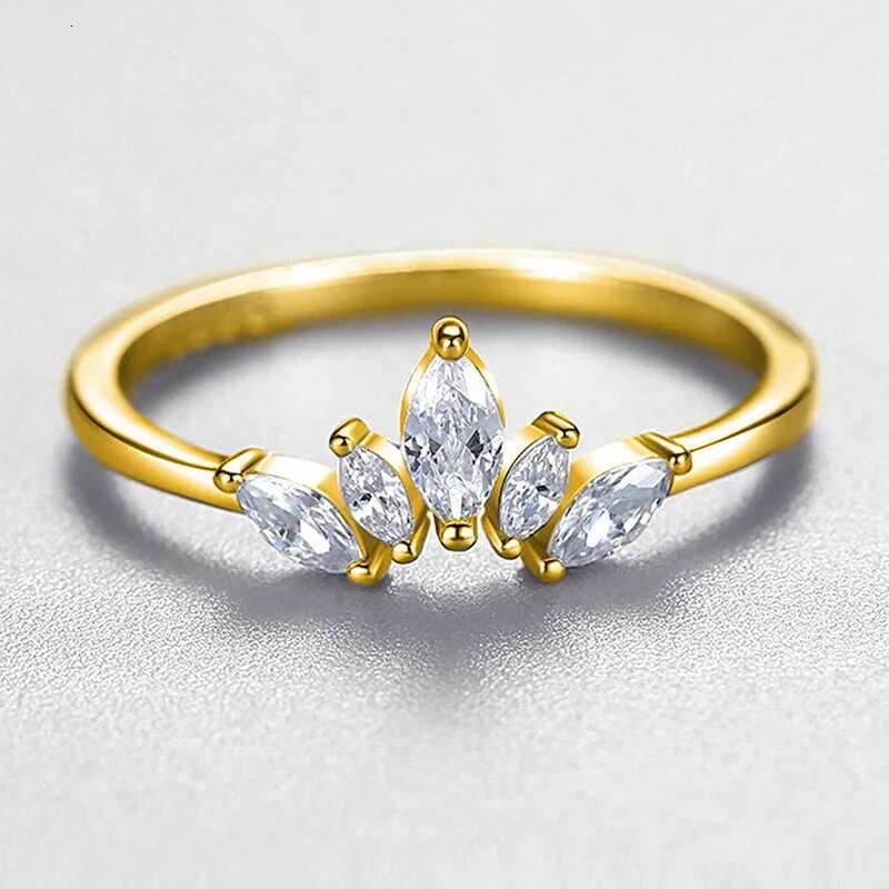 KNB White Zircon Personalized Marquise Crown Ring for women Engagement Real 925 Sterling Silver Luxury High Quality Fine Jewelry