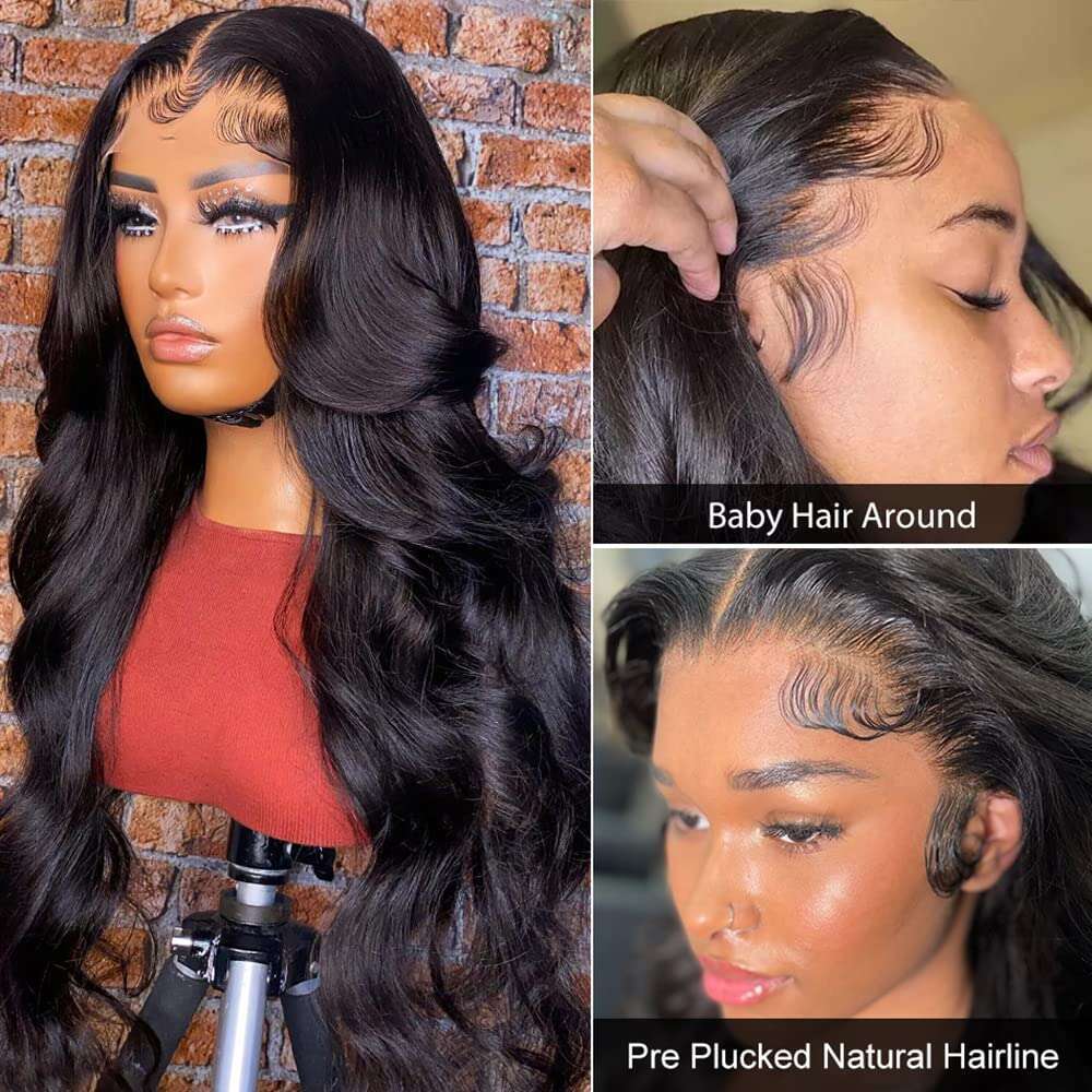 GIANNAY Body Black Women, Long Glueless Lace Front Wig with Pre Plucked Natrural Hairline and Baby Hair for Women (Body Wave Wigs 26")