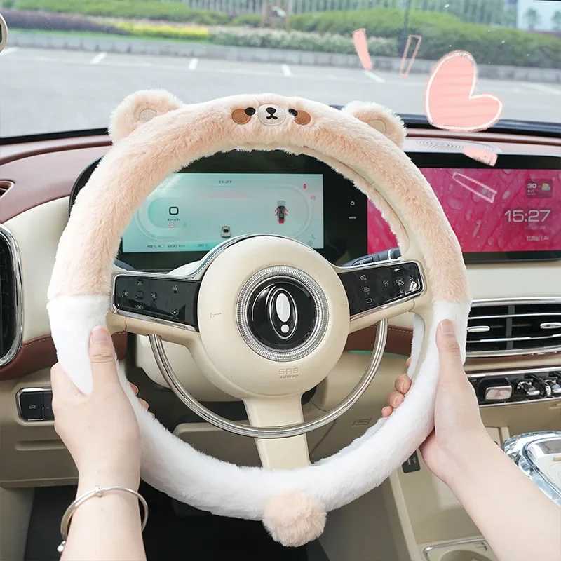 Winter Cartoon Car Steering Wheel Cover Anti slip Car Handle Set Cute Car Supplier Female H25430