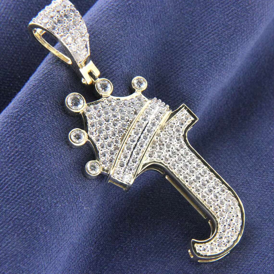 J Letter Round Cut Studded Moissanite VVS Customized Pendant Full Iced Hip Hop Style Unique Pendants Charms