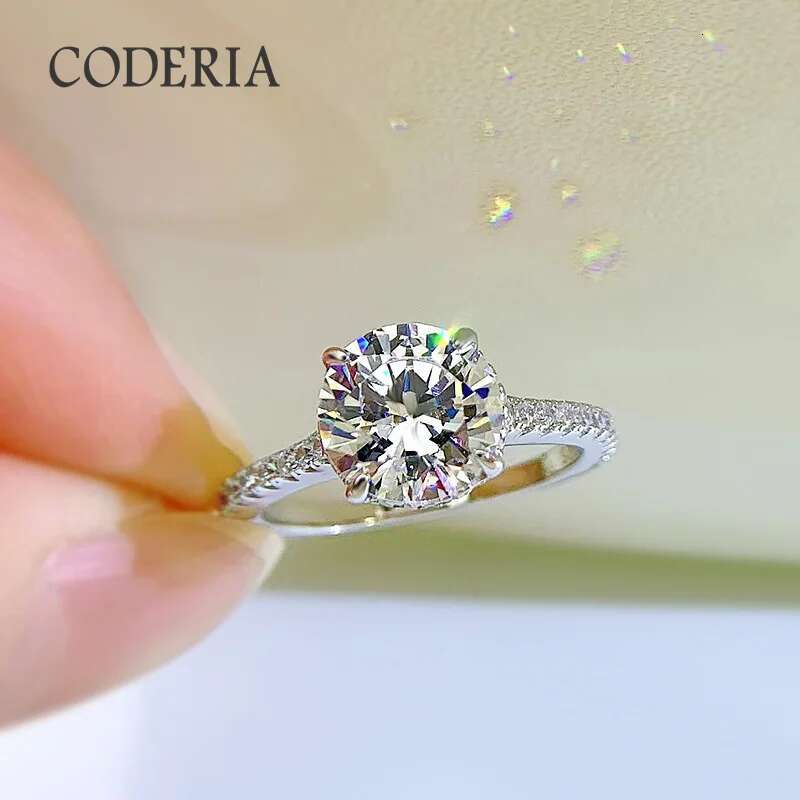 Real S925 Sterling Silver Moissanite Ring Woman Birthday Gift 1CT 2CT 3CT 5CT Brilliant Diamond Finger Band Fashion Jewelry