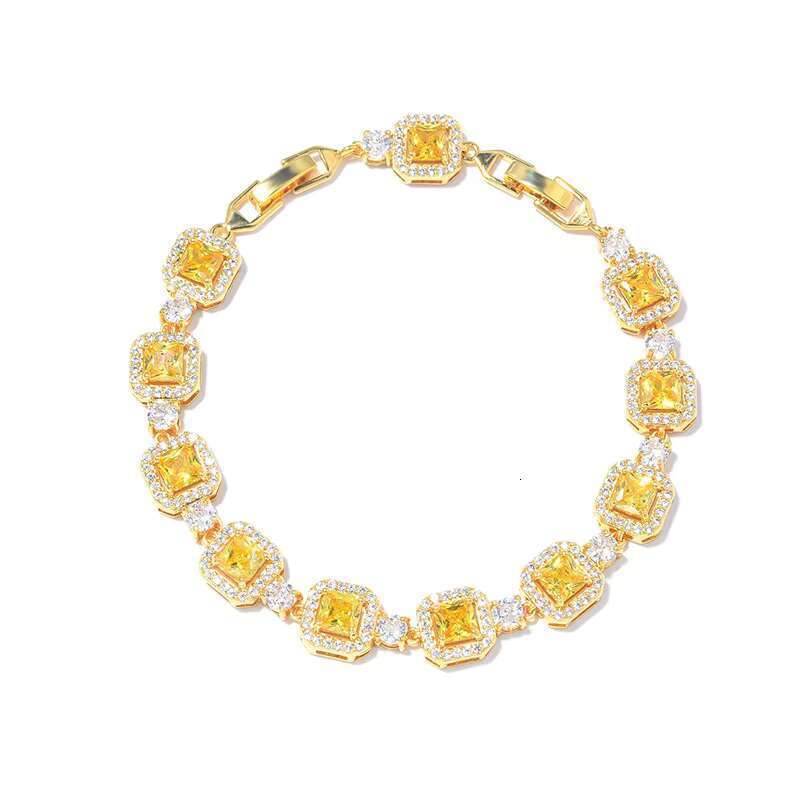 DHCollections Luxury Adjustable Zircon Tennis Bracelet 18+3cm for Women, Silver Plated Round & Square Cubic Zirconia Chain Jewellery