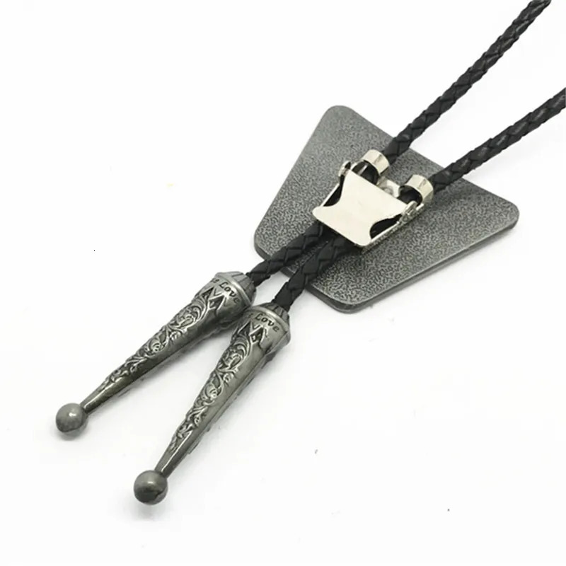 Western cowboy bolo tie shield snowflake oil zinc alloy leather collar rope 250430