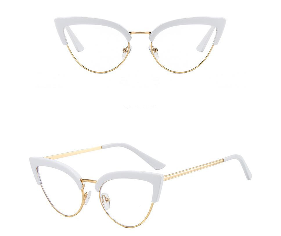Designer Sunglasses For Women Men Cat Eye Anti-Blue Light Glasses Half Frame Trendy Metal Frame Glasses