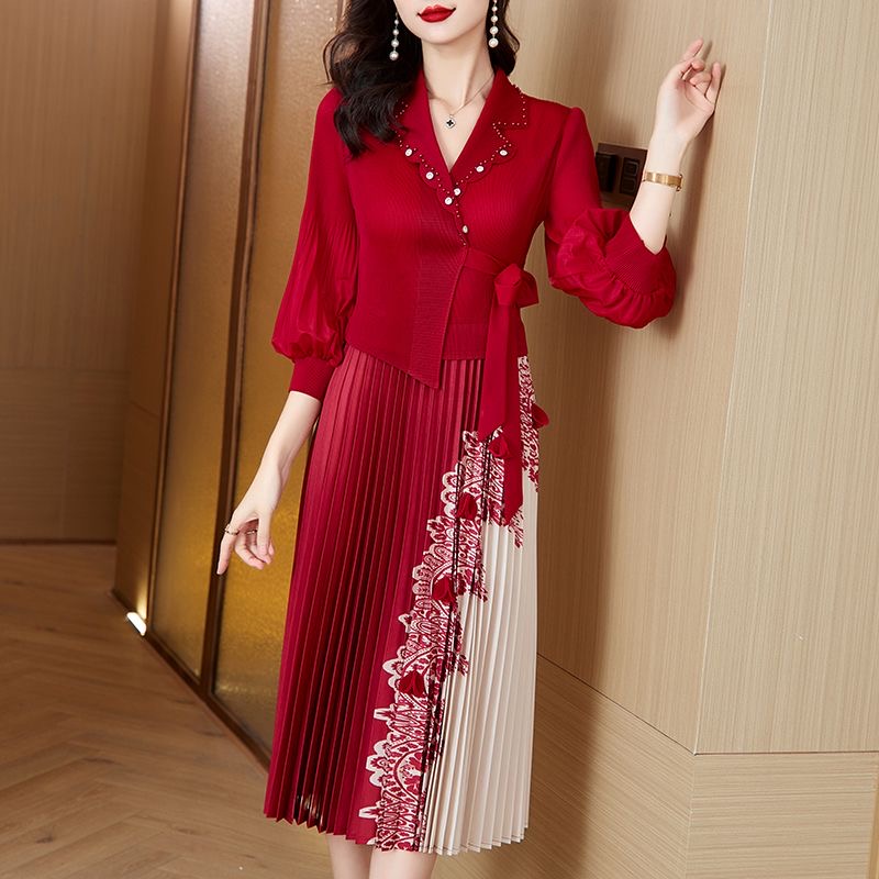 Korean style plus size women's spring new style dress fashionable temperament medium long style D02323