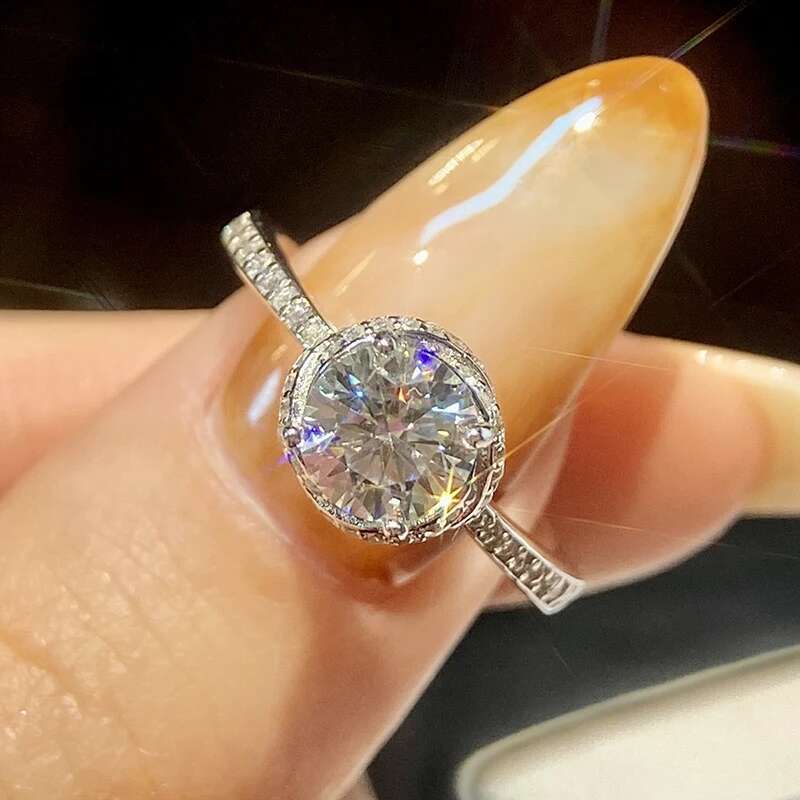 KNB Sparkling 1CT Moissanite Diamond Rings for Women Gift Real 925 Sterling Silver Eternity Engagement Wedding Ring Fine Jewelry