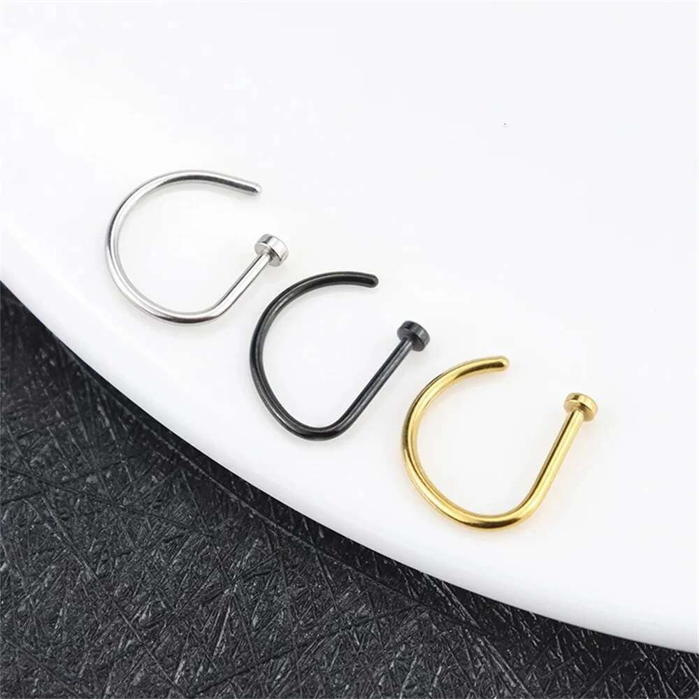 Women Men Fake Piering Ring Earrings Fashion Punk Non Piercing Nose Clip Stainless Steel Perforation Septum Body Jewelry
