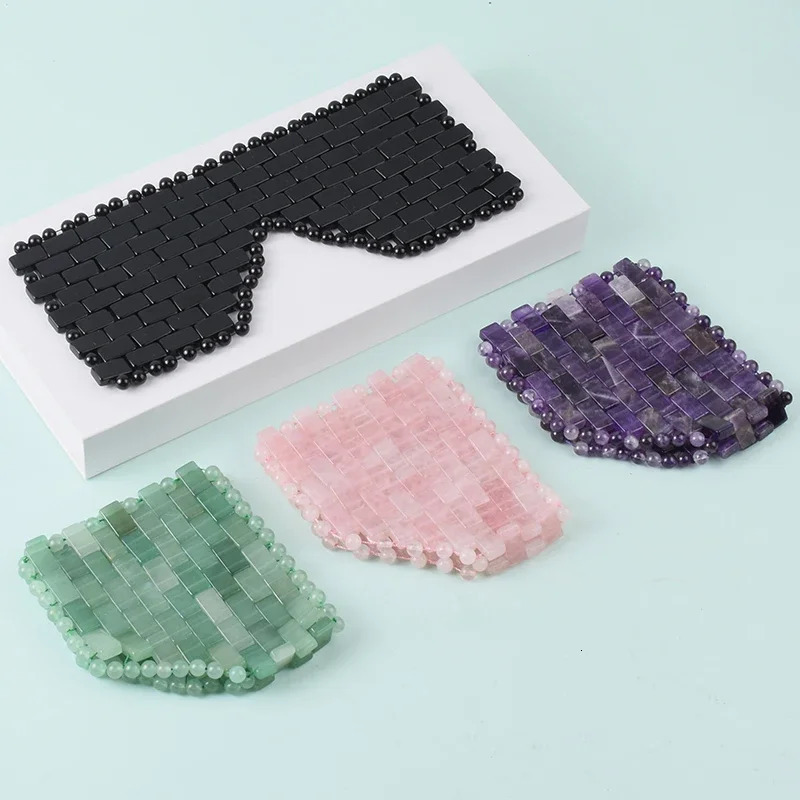 Rose Quartz Jade Eye Mask WIth Box Eye Massager Natural Stone Sleep Mask Relaxation Face Massager Facial Massage Tools 250424
