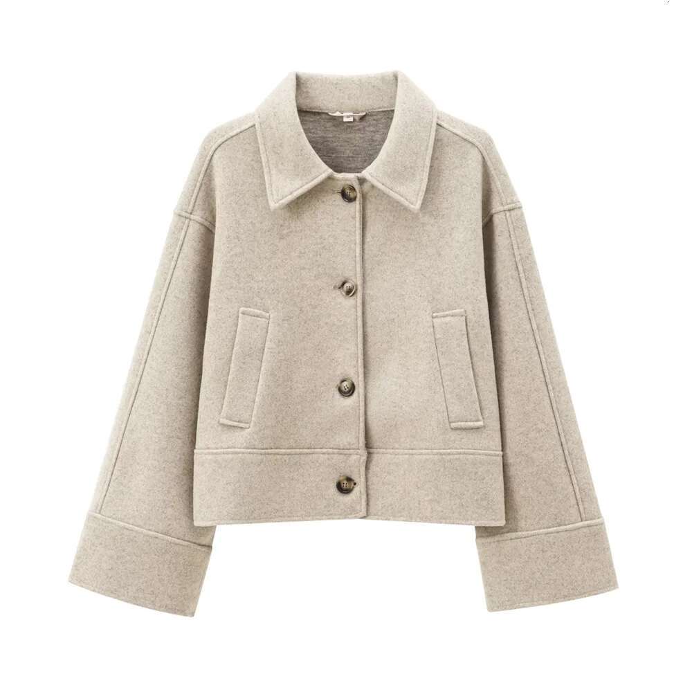 Kar&Otza 24 Autumn New Solid Color Loose Soft Felt Coat with Collar and Long Sleeve Fashion Casual Top