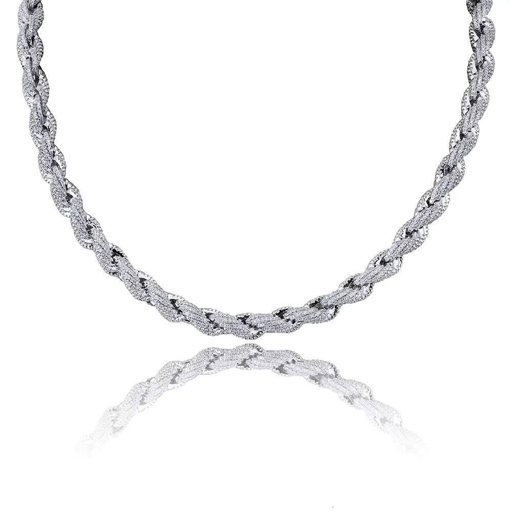 8mm Rope Shape Irregular New Stile Iced Out Chain Full Cubic Zircon Safty Lock Gold Silver Plated Miami Dog Cuban Chain for Men