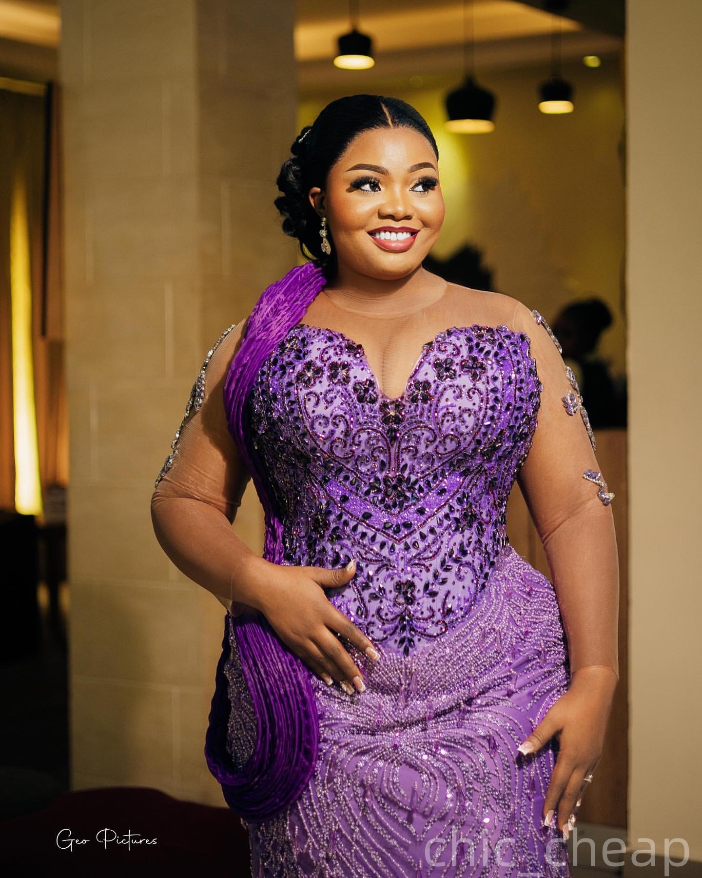 Mermaid Purple Plus Size Prom Dresses 2025 Crystals Sequined Stylish Evening Formal Party Second Birthday Engagement Gowns Dress For Special Occasions
