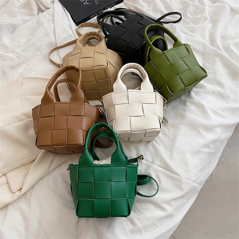 Womens Cross Bag Summer Handbag Solid Color Leather Drawstring Bucket Bag Monedero 250427