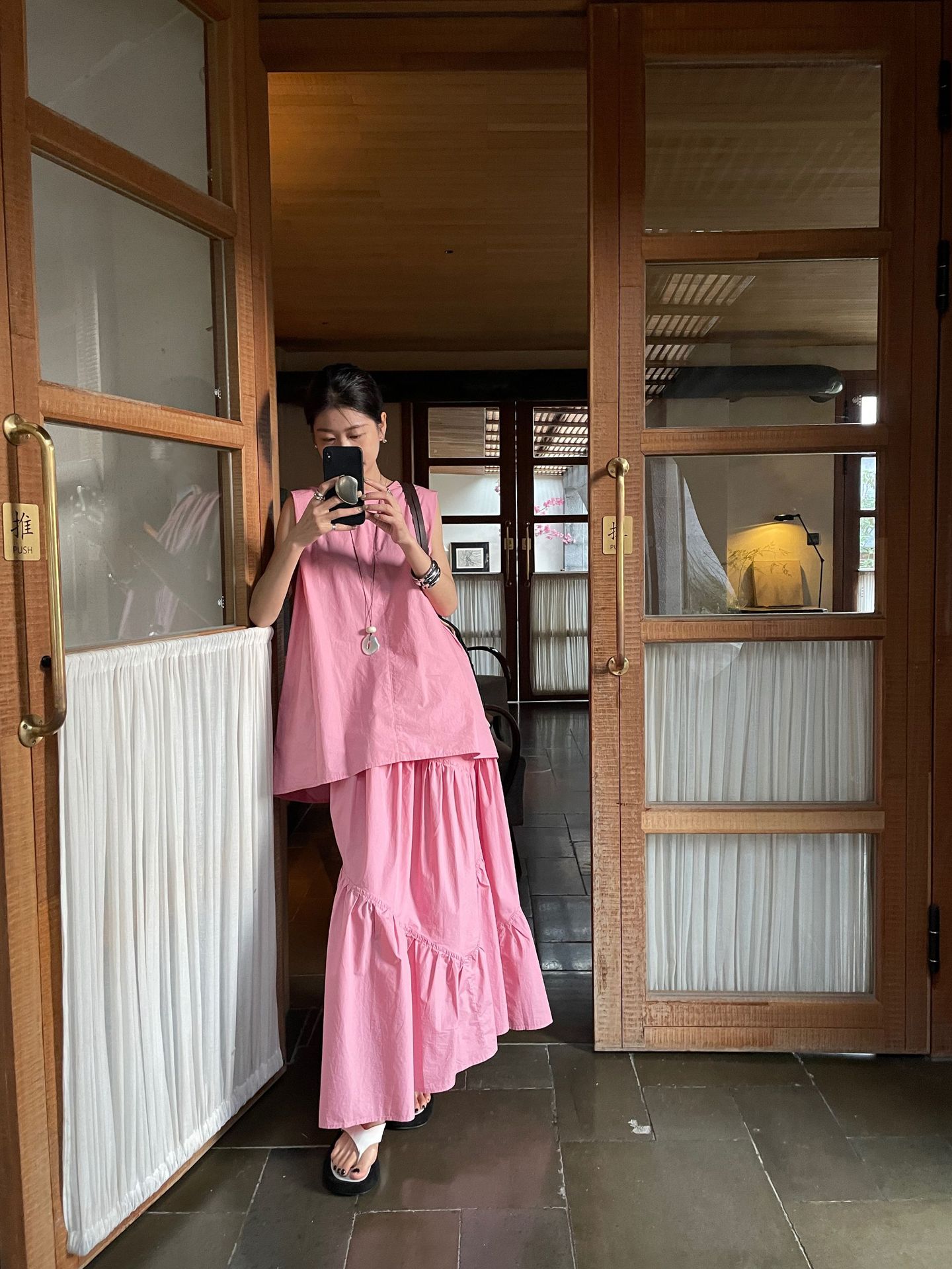 KO4170 New summer simple layered design elastic high waist skirt loose slim all-match casual holiday skirt