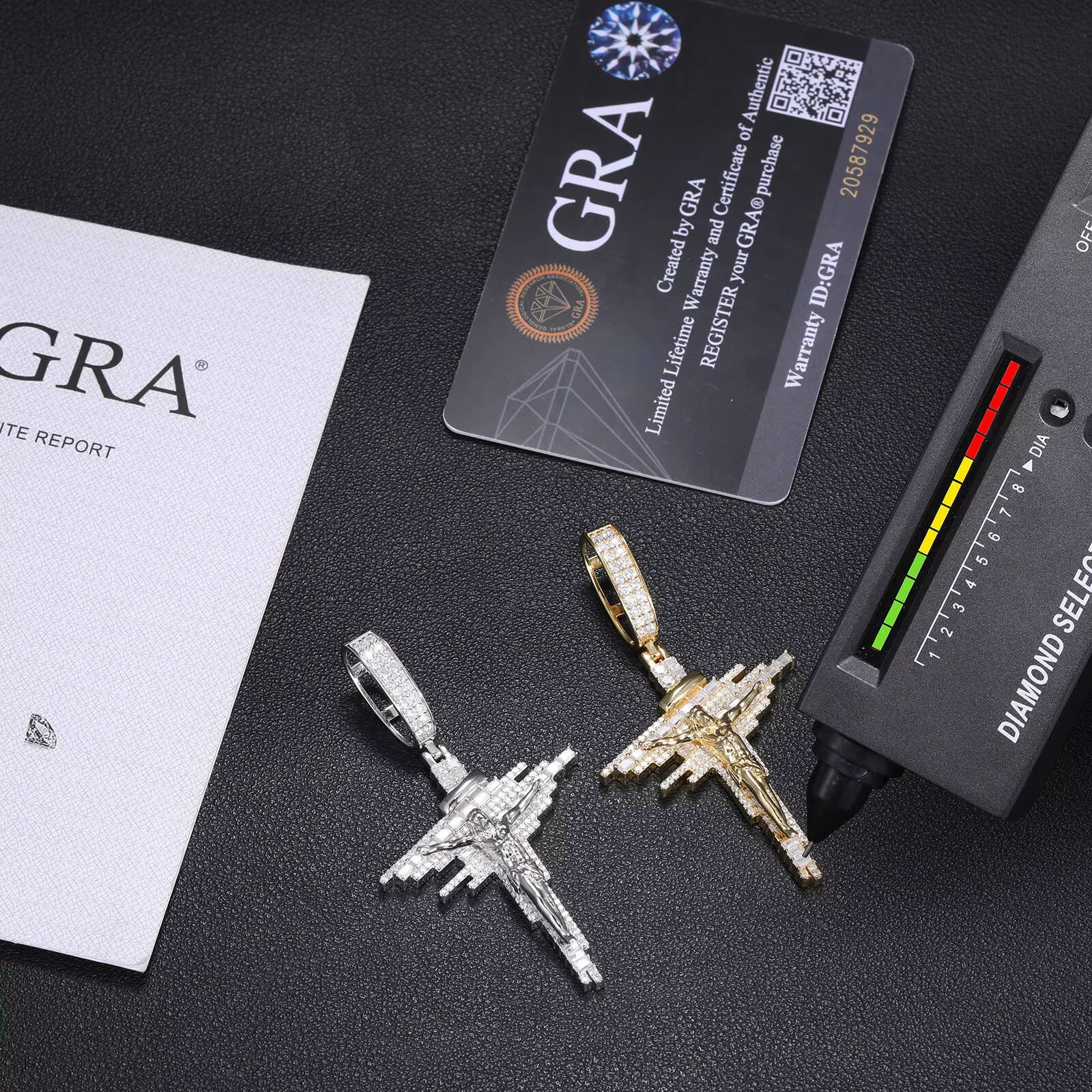 High Quality Other Jewelry 925 Sterling Silver Brilliant Cut VVS Moissanite Iced Crucifixion Jesus Cross Pendant Gold Rhodium