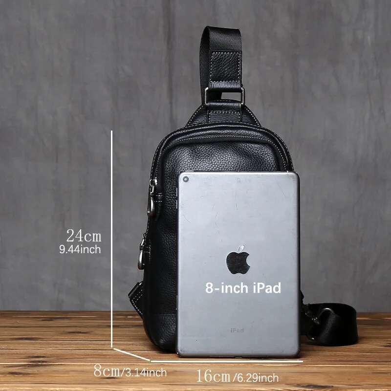 NZPJ Genuine Leather Chest Casual Crossbody Top Layer Cowhide Men's Tablet Computer Bag Trendy Backpack