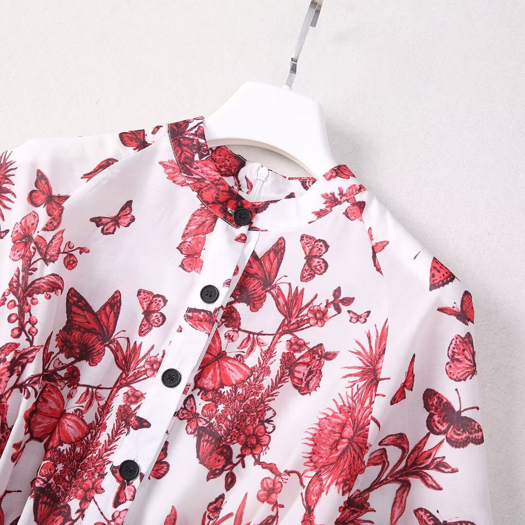 Di0r 2025 Butterfly print dress Fashion Week Show Customized Fashion Tailored clothing womens Fashion Paris.M331