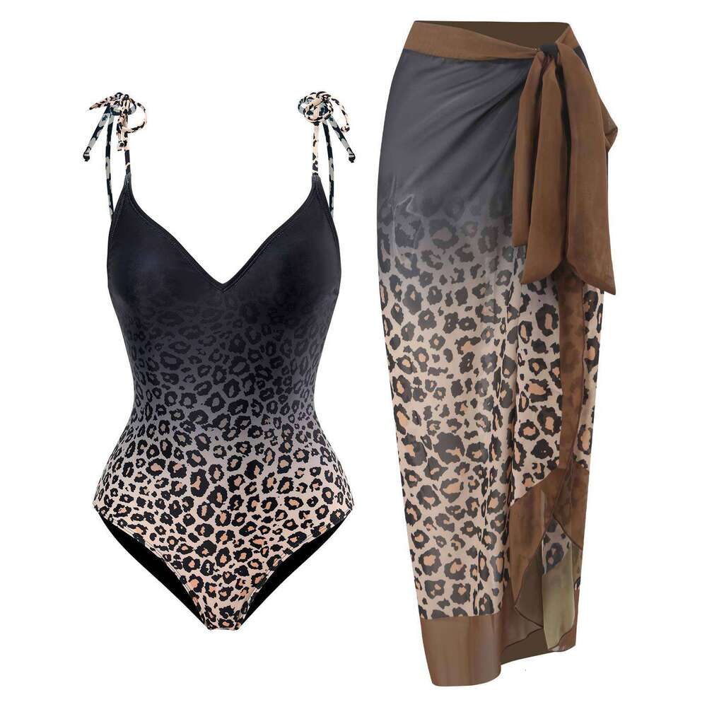 European and American sexy one-piece women's two-piece chiffon skirt swimsuit set 2025 new casual versatile fashion clothing