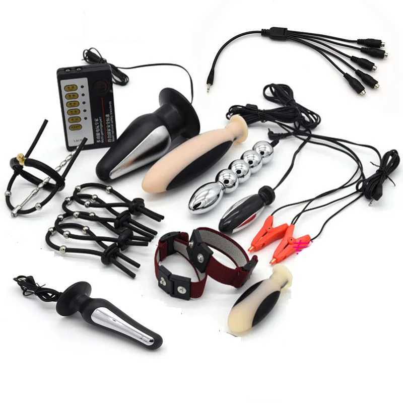 Electro Shock DIY Kit Anal Butt Plug Prostate Massage Electro Stimulate Cock Ring Urethra Plug Masturbator Sex Toy For Women Men DBULKWHOLESALE_HQ4L