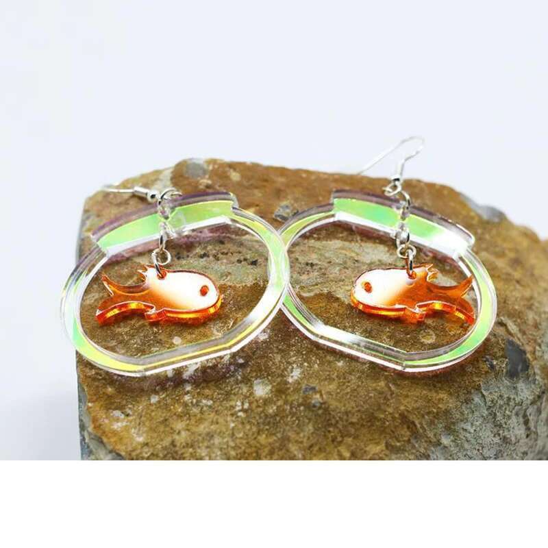 Donarsei Cute Transparent Goldfish Bowl Drop For Women Funny Animal Fish Acrylic Dangle Earrings Novelty Jewelry