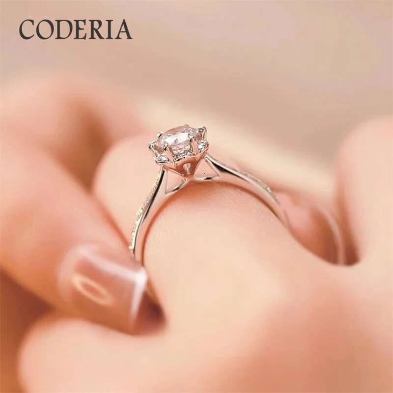 D Color 0.5 CT Moissanite Wedding Ring Excellent Cut VVS1 Pass Diamond Test Deluxe 925 Sterling Silver Rings Women Jewelry