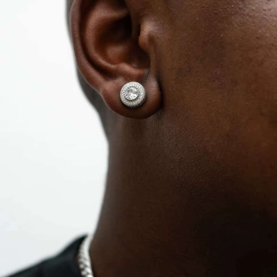 Wholesale Stylish 6.5MM VVS Moissanite Diamond Stud Earrings High Quality Sterling Silver Gold Plating Custom Look Party Gift