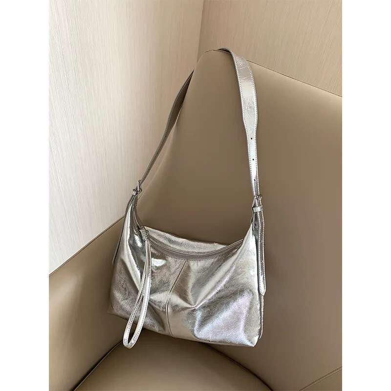 Simple and capacity top layer cowhide handbag women new texture single shoulder tote large diagonal Satchel bag