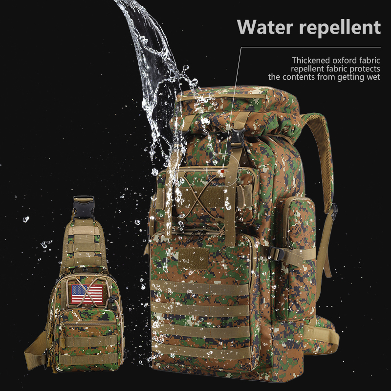 hiking backpack large capacity multifunctional set of 2 backpack chest bag suitable for outdoor sports travel camping tactical backpack for outdoor 30