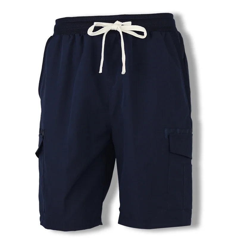 Summer mens loose elastic waist plus size casual cargo tactical shorts suitable for outdoor jogging 250425